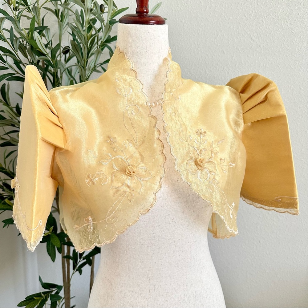 Gold Organza Terno Sleeve Filipiniana Bolero 🖤
